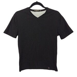 Tailored Recreation Shirt Mens M Black Cotton Tee Shirt Short Sleeve V Neck